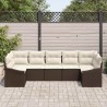 Ensemble de Canapés avec coussin 7 pcs Marron polyrotin 526223526223
