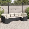 Ensemble de Canapés avec coussin 7 pcs Noir polyrotin 526224526224