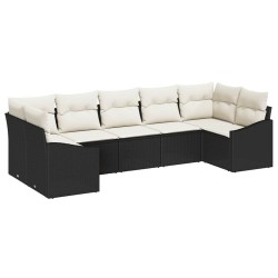 Ensemble de Canapés avec coussin 7 pcs Noir polyrotin 526224526224