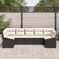 Ensemble de Canapés avec coussin 7 pcs Noir polyrotin 526224526224