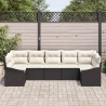 Ensemble de Canapés avec coussin 7 pcs Noir polyrotin 526224526224