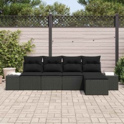 Ensemble de canapé de jardin avec coussin 5 pcs Noir polyrotin 526225526225