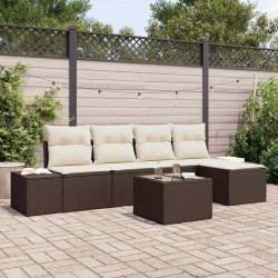 Ensemble de canapé de jardin 6 pcs Marron polyrotin 526226526226