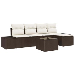 Ensemble de canapé de jardin 6 pcs Marron polyrotin 526226526226
