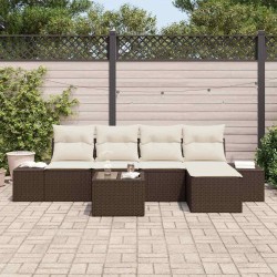 Ensemble de canapé de jardin 6 pcs Marron polyrotin 526226526226