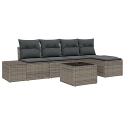 Ensemble de canapé de jardin avec coussin 6 pcs Gris polyrotin 526228526228