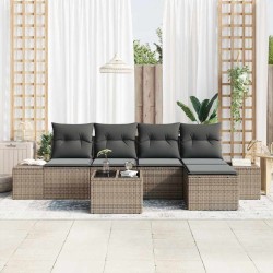 Ensemble de canapé de jardin avec coussin 6 pcs Gris polyrotin 526228526228