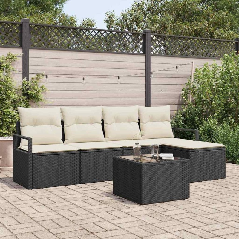 Ensemble de Canapés avec coussin 6 pcs Noir polyrotin 526231526231