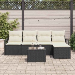Ensemble de Canapés avec coussin 6 pcs Noir polyrotin 526231526231