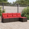 Ensemble de Canapés avec coussin 5 pcs Marron polyrotin 526234526234