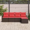 Ensemble de Canapés avec coussin 5 pcs Marron polyrotin 526234526234