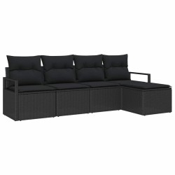 Ensemble de Canapés avec coussin 5 pcs Noir polyrotin 526235526235