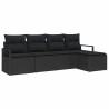 Ensemble de Canapés avec coussin 5 pcs Noir polyrotin 526235526235