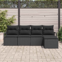 Ensemble de Canapés avec coussin 5 pcs Noir polyrotin 526235526235
