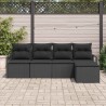 Ensemble de Canapés avec coussin 5 pcs Noir polyrotin 526235526235