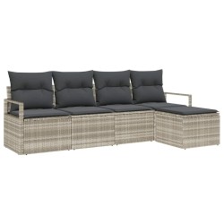 Ensemble de Canapés avec coussin 5 pcs Gris clair polyrotin 526236526236