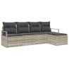 Ensemble de Canapés avec coussin 5 pcs Gris clair polyrotin 526236526236