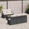 Ensemble de Canapés avec coussin 6 pcs Noir et Crème polyrotin 526238526238