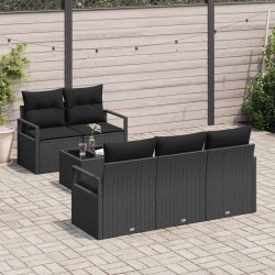 Ensemble de Canapés avec coussin 6 pcs Noir polyrotin 526246526246
