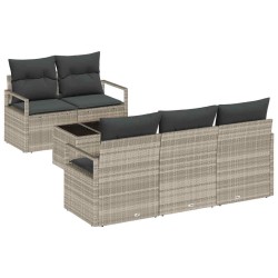 Ensemble de Canapés avec coussin 6 pcs Gris clair polyrotin 526247526247