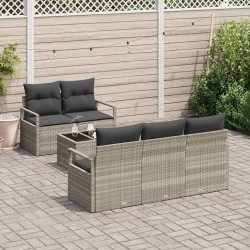 Ensemble de Canapés avec coussin 6 pcs Gris clair polyrotin 526247526247