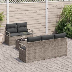Ensemble de Canapés avec coussin 6 pcs Gris polyrotin 526248526248