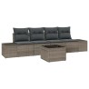Ensemble de Canapés avec coussin 5 pcs Gris polyrotin 526252526252