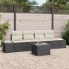 Ensemble de Canapés avec coussin 5 pcs Noir et Crème polyrotin 526254526254