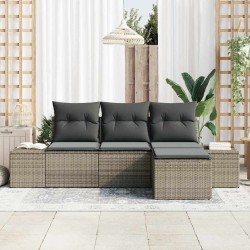 Ensemble de canapé de jardin avec coussin 4 pcs Gris polyrotin 526256526256