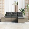 Ensemble de canapé de jardin avec coussin 4 pcs Gris polyrotin 526256526256