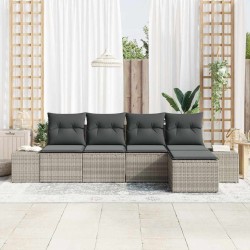 Ensemble de canapé de jardin 5 pcs Gris clair polyrotin 526259526259