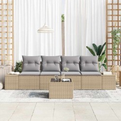 Ensemble de Canapés 5 pcs Beige et Gris clair polyrotin 526260526260