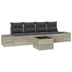 Ensemble de Canapés avec coussin 5 pcs Gris clair polyrotin 526261526261