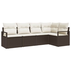 Ensemble de Canapés avec coussin 5 pcs Marron polyrotin 526267526267