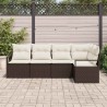 Ensemble de Canapés avec coussin 5 pcs Marron polyrotin 526267526267