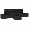 Ensemble de Canapés avec coussin 5 pcs Noir polyrotin 526268526268