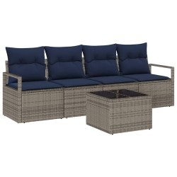 Ensemble de Canapés 5 pcs Gris et bleu polyrotin 526269526269
