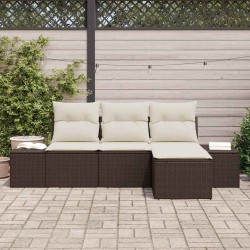Ensemble de canapé de jardin 4 pcs Marron polyrotin 526271526271