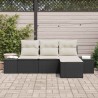 Ensemble de canapé de jardin avec coussin 4 pcs Noir polyrotin 526272526272