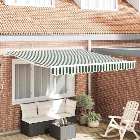 Auvent Rétractable Vert et blanc 350 x 250 cm 526275526275