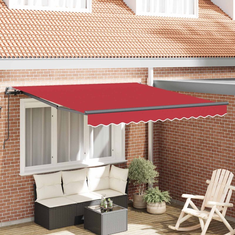 Auvent Rétractable Rouge 350 x 250 cm Polyester et Acier 526288526288