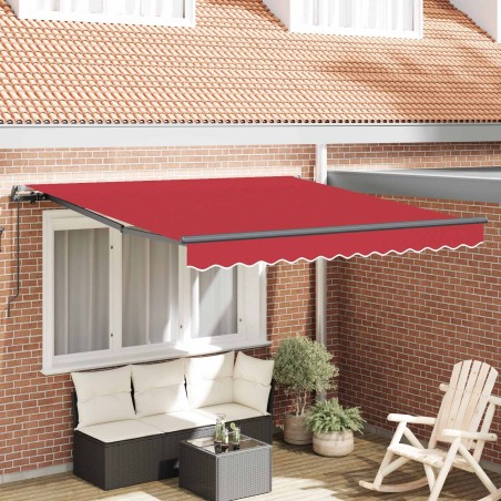 Auvent Rétractable Rouge 350 x 250 cm Polyester et Acier 526288526288