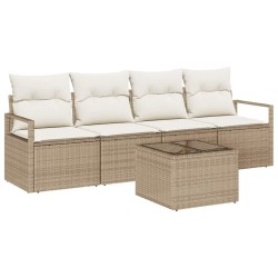 Ensemble de Canapés 5 pcs Beige et crème polyrotin 526296526296