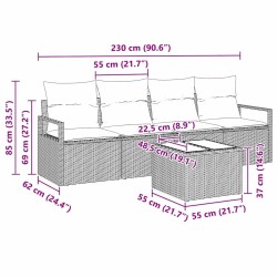 Ensemble de Canapés avec coussin 5 pcs Gris polyrotin 526309526309