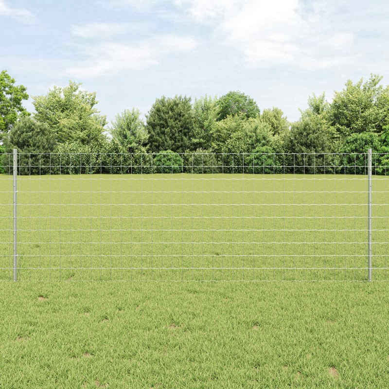 Clôture avec poteau Argenté 0,8 x 25 m Acier 526310526310