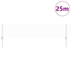 Clôture avec poteau Argenté 0,4 x 25 m Acier 526316526316