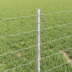 Clôture avec poteau Argenté 0,4 x 25 m Acier 526316526316