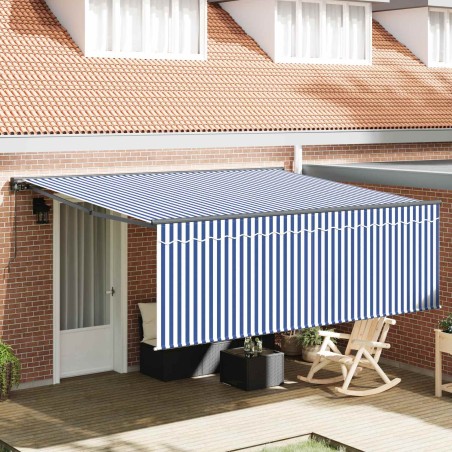 Auvent Rétractable Bleu et Blanc 400 × 300 cm 526324526324
