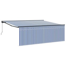 Auvent Rétractable Bleu et Blanc 400 × 300 cm 526324526324