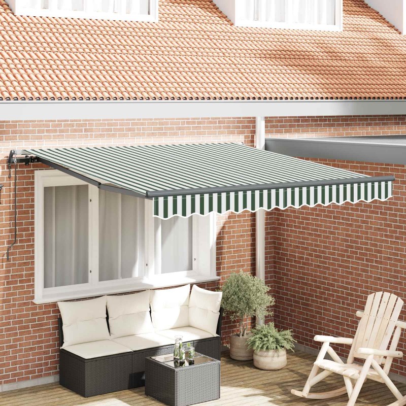 Auvent Rétractable Vert et blanc 350 x 250 cm 526339526339